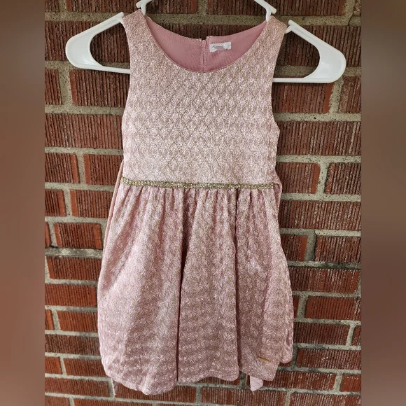 Tahari Pink and Gold Sleeveless Dress Girl's Size 4 - Picture 9 of 11